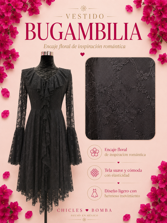 Vestido bugambilia negro