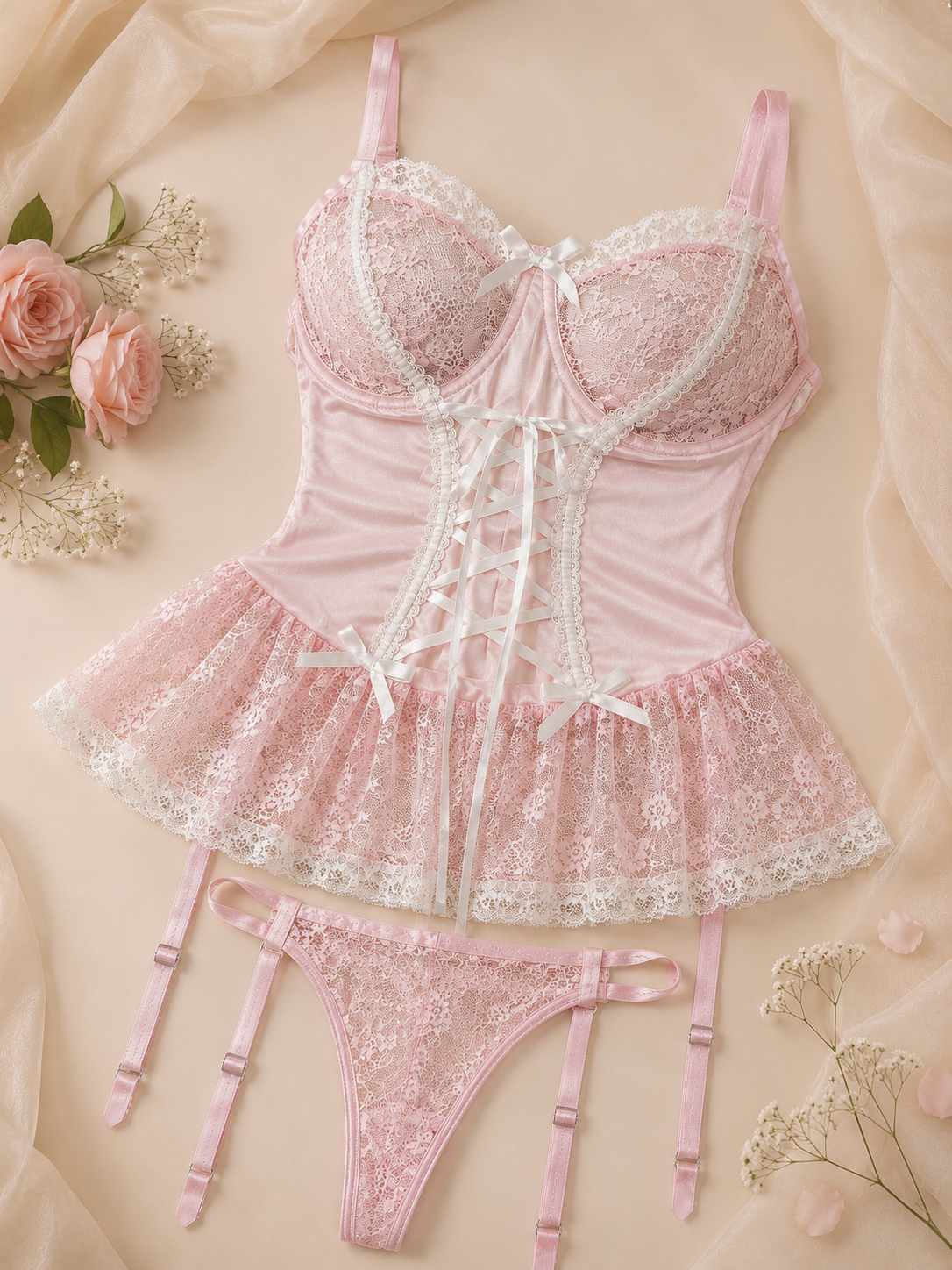 Lencería Vestido de encaje con liguero