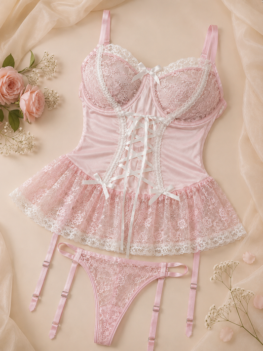 Lencería Vestido de encaje con liguero