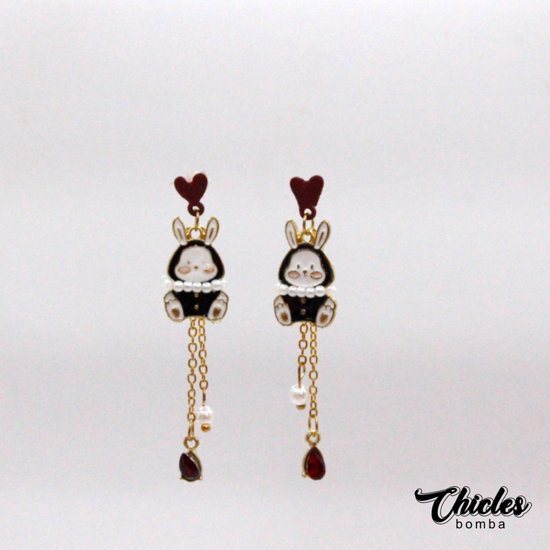 Aretes Conejo Piedra Roja