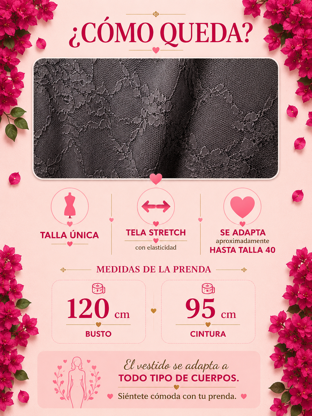 Vestido bugambilia negro