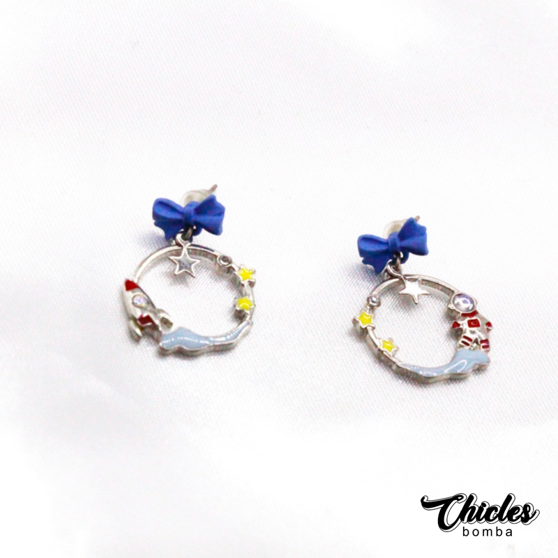 Aretes Astronautas Con Cohete