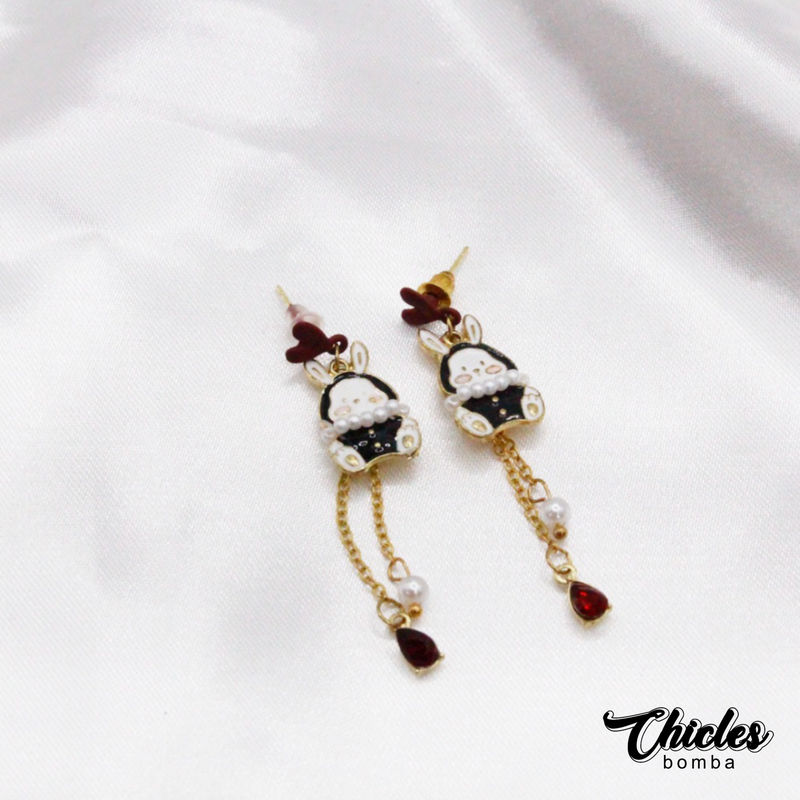 Aretes Conejo Piedra Roja