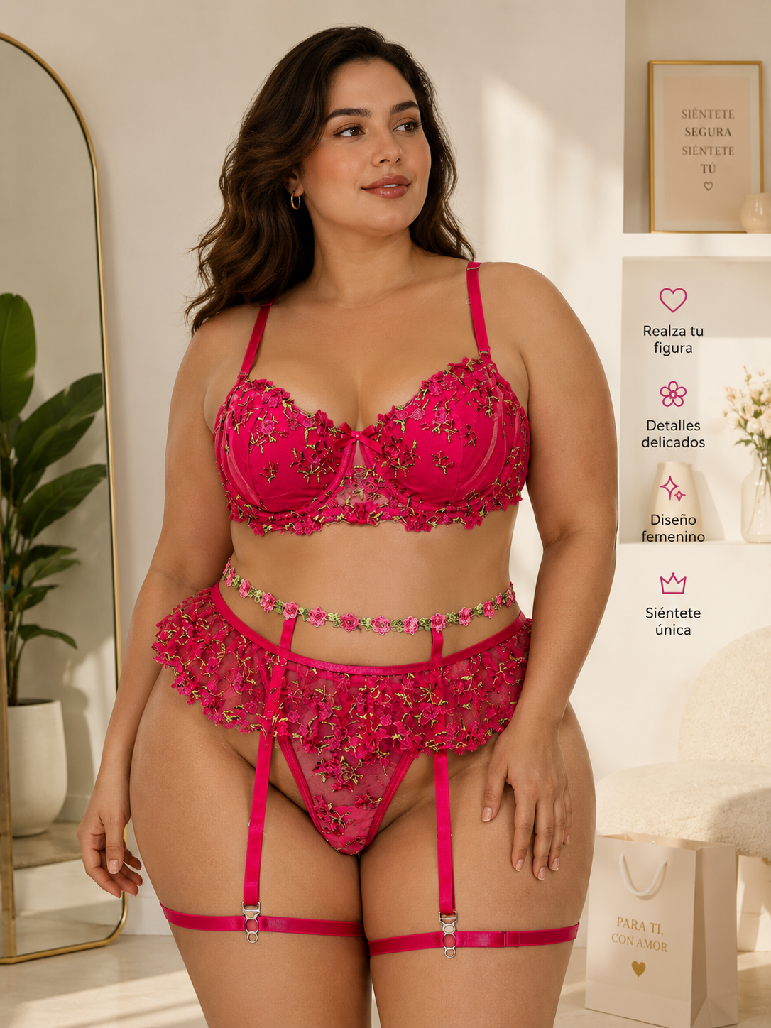 Lencería Falda Flores Bordados