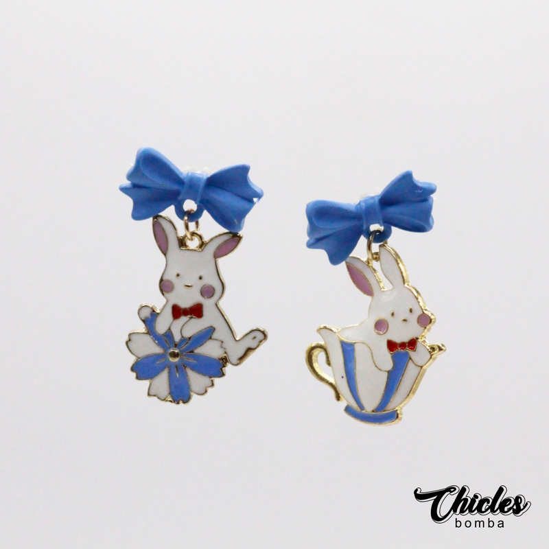 Aretes Conejo Taza Azul