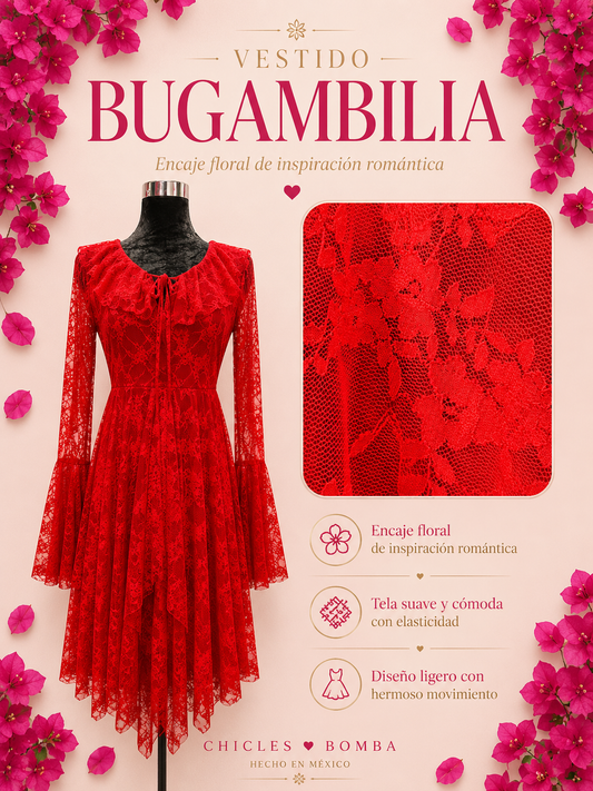 Vestido bugambilia rojo