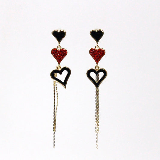 Aretes Corazón Rojo y Negro