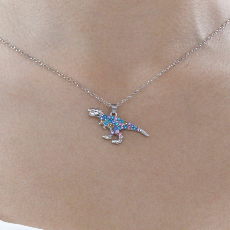 Collar Plateado Dinosaurio T Rex