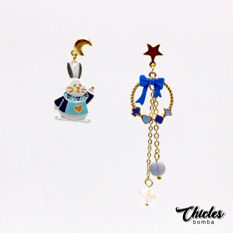 Aretes Conejo Poker Azul