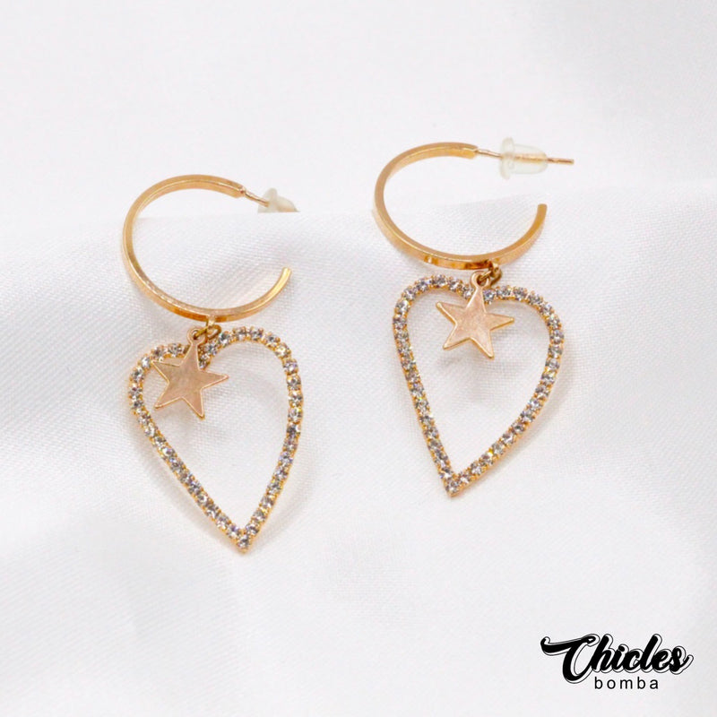 Aretes Corazón y Estrella