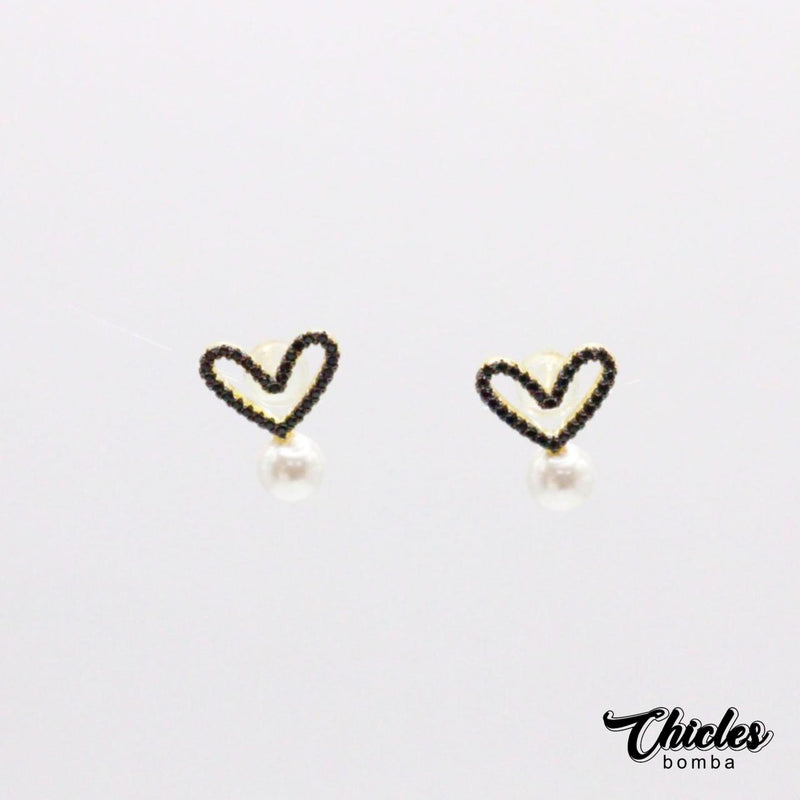 Aretes Corazón con Perla